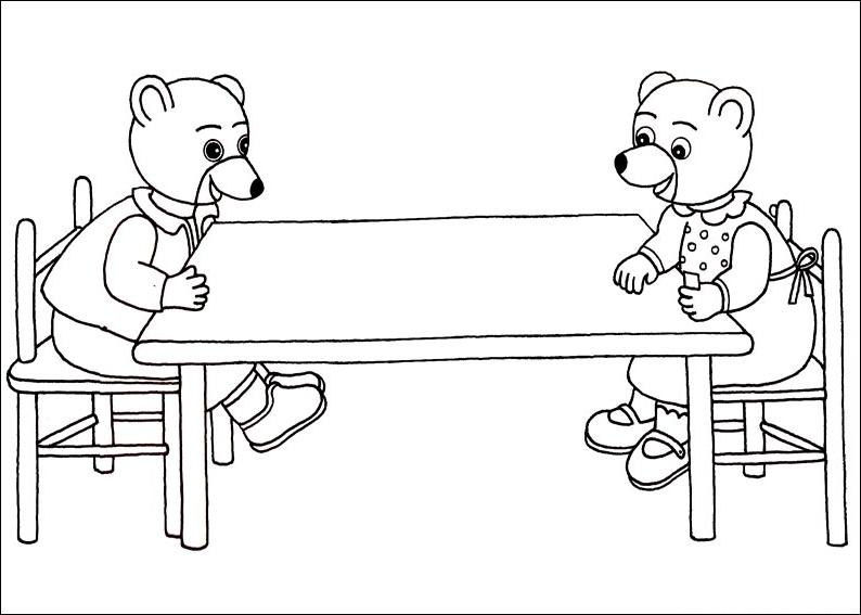 coloriage maman ours et papa ours a table